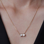 Diamond Cluster Toi et Moi Pendant Necklace