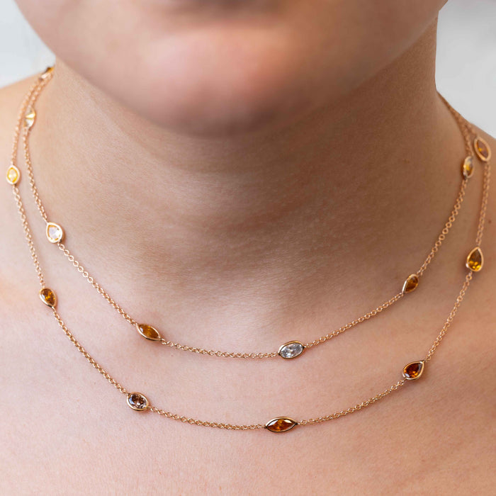 10.36tcw Mixed Fancy Color Diamond Station Necklace