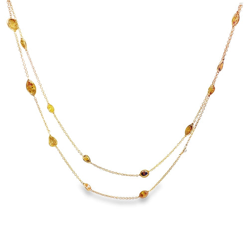 10.36tcw Mixed Fancy Color Diamond Station Necklace