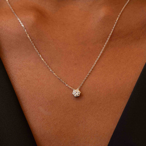 Hex Diamond Pendant Necklace Image 2