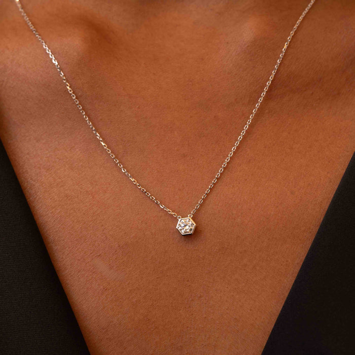 Hex Diamond Pendant Necklace