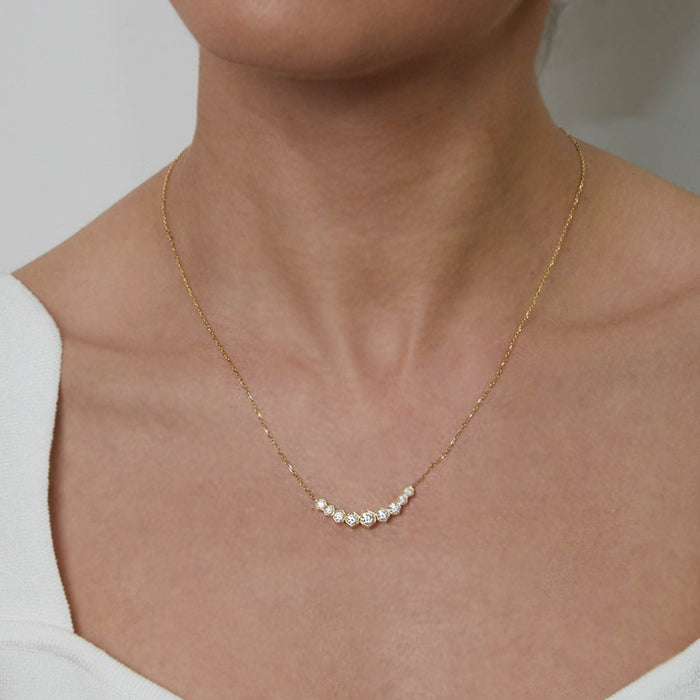 Graduated Diamond Hex Necklace