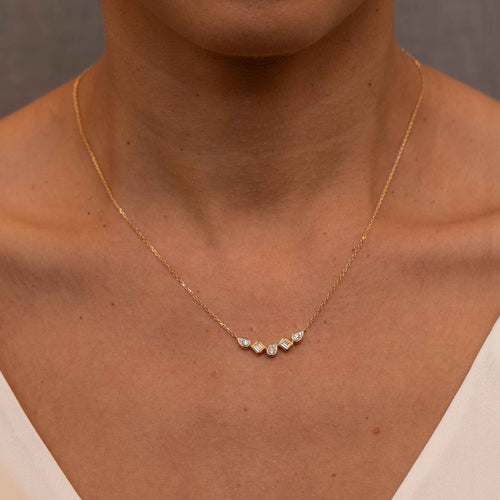 Diamond Pivoting Shapes Bar Pendant Necklace Image 2