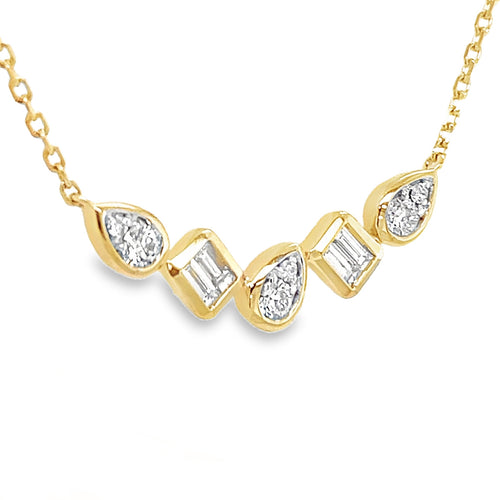 Diamond Pivoting Shapes Bar Pendant Necklace