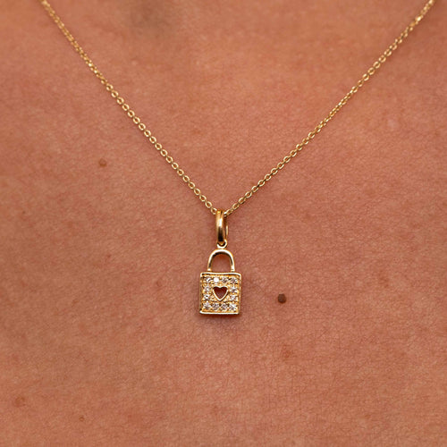 Diamond Padlock Charm Necklace Image 2