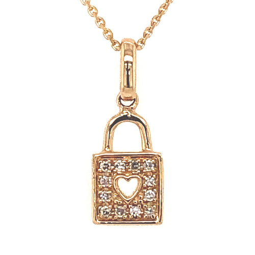 Diamond Padlock Charm Necklace
