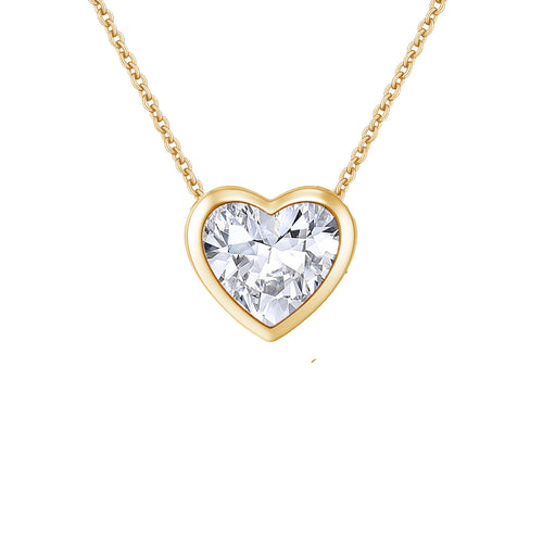 Diamond Heart Bezel Set Pendant Necklace