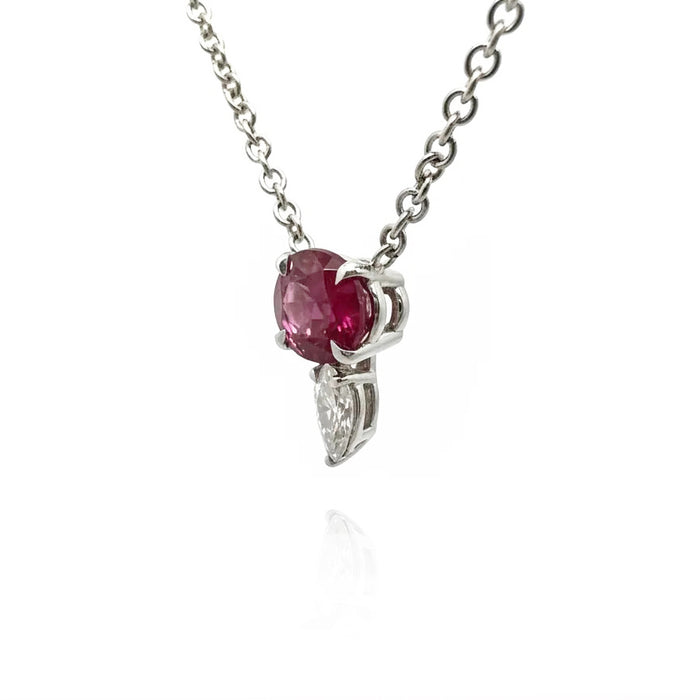 Rubellite and Diamond Pendant Necklace
