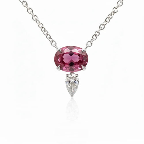 Rubellite and Diamond Pendant Necklace