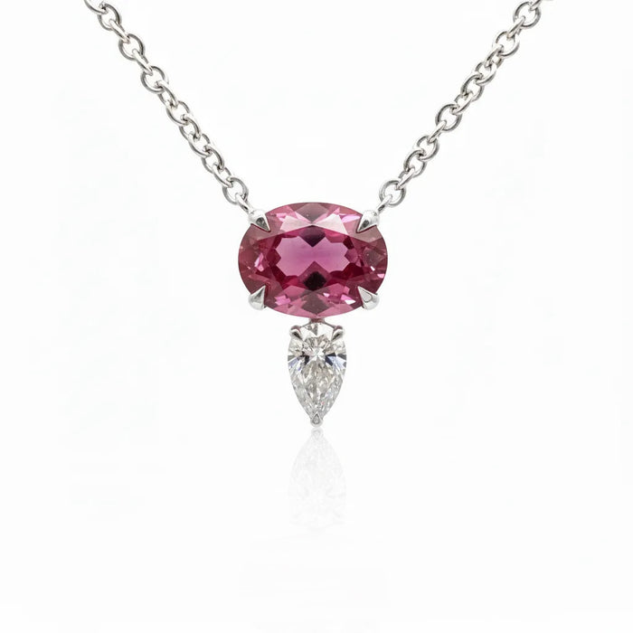 Rubellite and Diamond Pendant Necklace