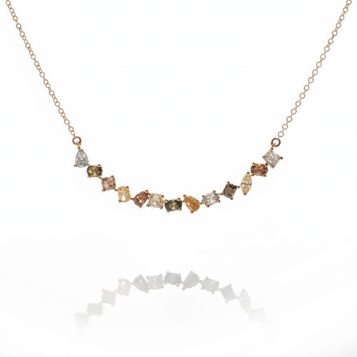 Fancy Diamond Curved Bar Necklace