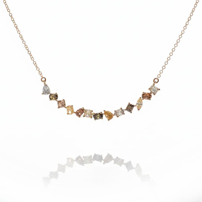 Fancy Diamond Curved Bar Necklace