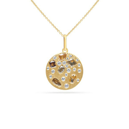 Fancy Diamond Disc Pendant Necklace