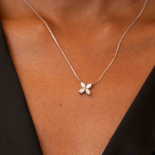 Flower Diamond Pendant Necklace Image 2