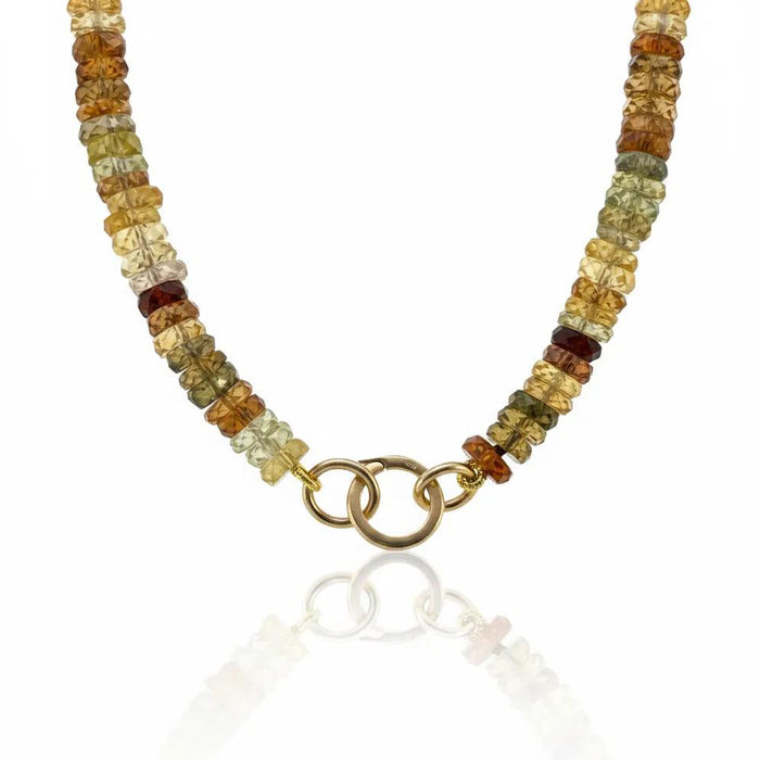 Golden Zircon Bead Strand Necklace