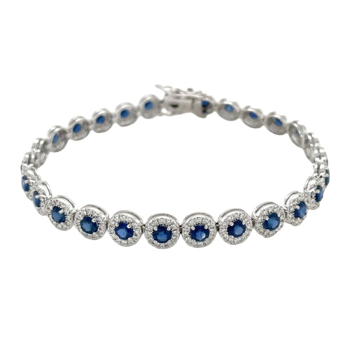 Sapphire & Diamond Halo Tennis Bracelet