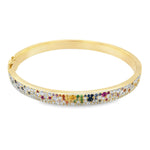 Rainbow Sapphire, Ruby, Tsavorite & Diamond Pave Bangle