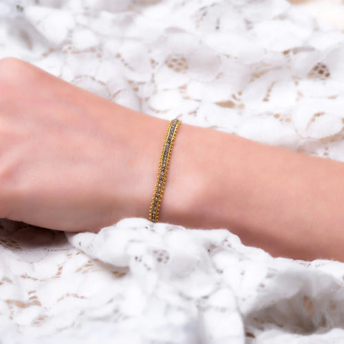 Grey Diamond Textile Row Bracelet Image 2