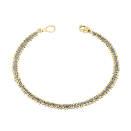 Grey Diamond Textile Row Bracelet