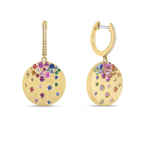 Rainbow Disc Drop Earrings
