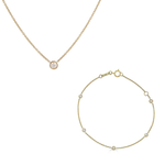 5-Diamond Station Bracelet & Diamond Pendant Necklace Gift Set