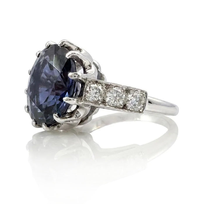 Blue Spinel and Diamond Cocktail Ring