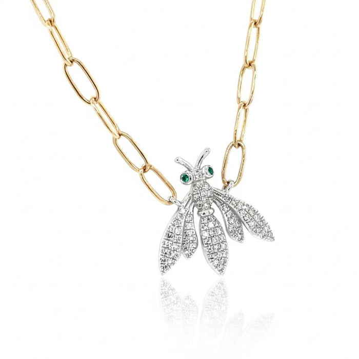 Diamond Bee Pendant Necklace