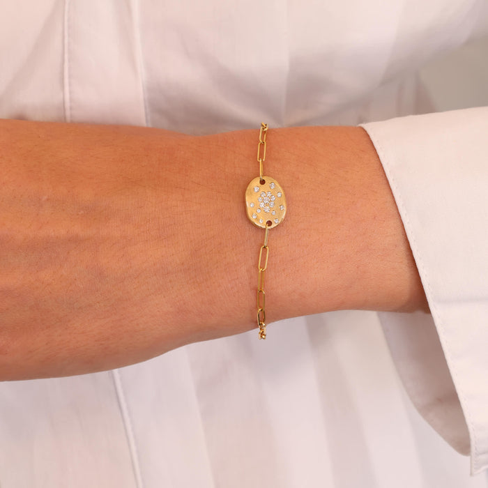 Scattered Diamond Paperclip Bracelet