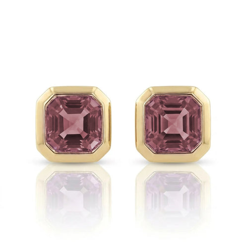 Malaya Garnet Bezel Stud Earrings