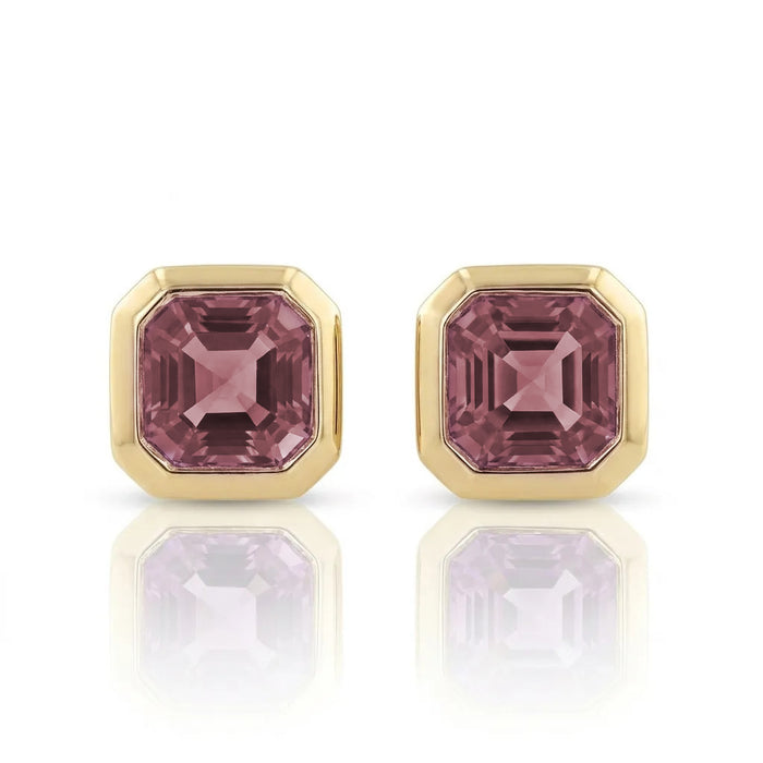 Malaya Garnet Bezel Stud Earrings