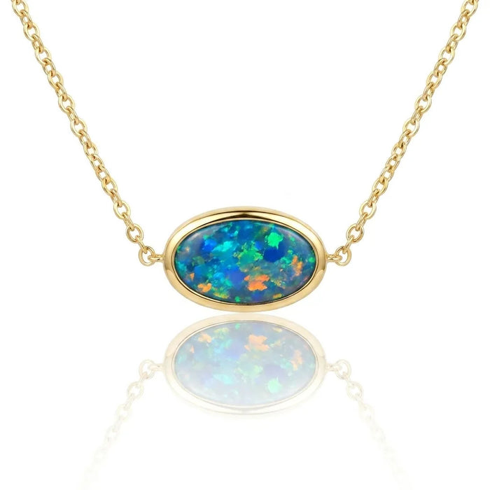 Opal Bezel Pendant Necklace