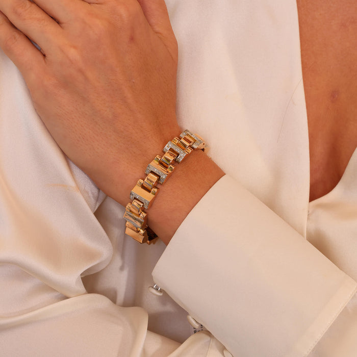 Diamond Tank Chain Bracelet