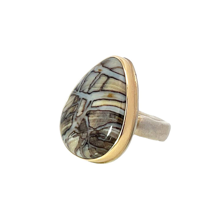 Fossilized Channel Wood Cocktail Ring