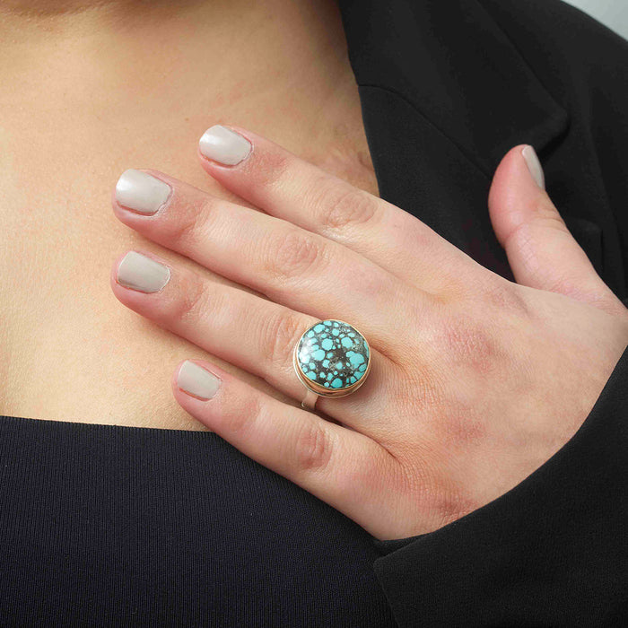 Hubei Turquoise Round Cocktail Ring