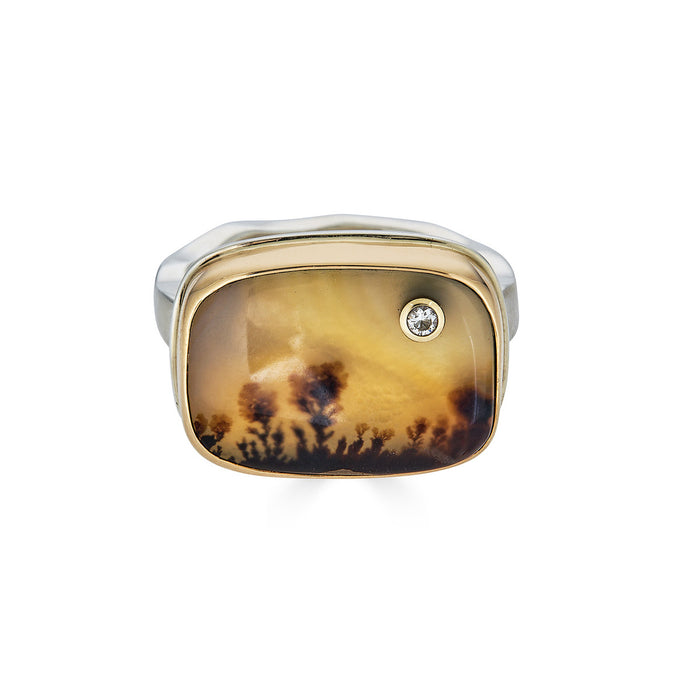 Dendritic Agate & Diamond Cocktail Ring