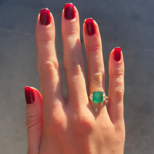 3.57ct Emerald & Diamond Grand Cocktail Ring Image 2
