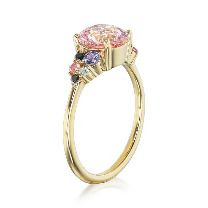 Pink Malaya Garnet & Multigem Liz Bouquet Ring