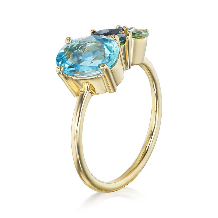 Aquamarine & Multigem Erin Bouquet Ring