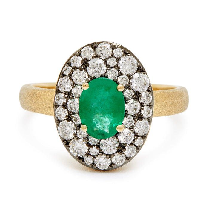 Emerald & Diamond Shield Cocktail Ring