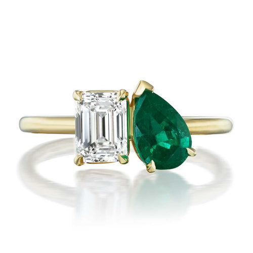 Emerald & Diamond Toi et Moi Ring