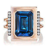 Blue Topaz & Diamond Statement Ring