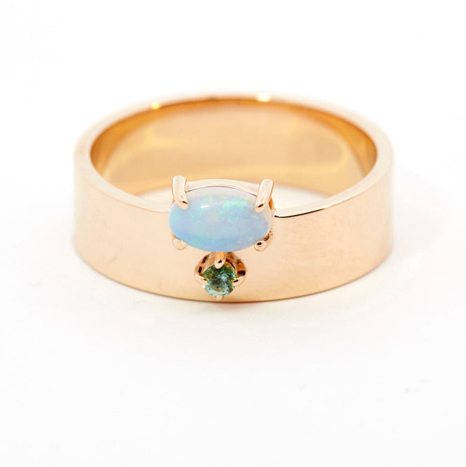 Opal and Tourmaline Bricolage Ring