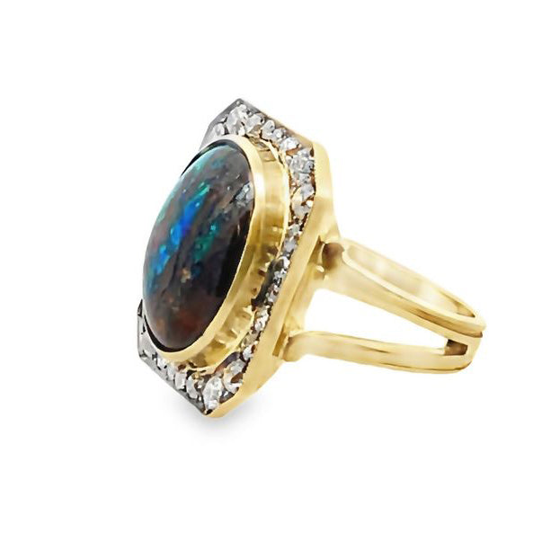 Boulder Opal & Diamond Statement Ring
