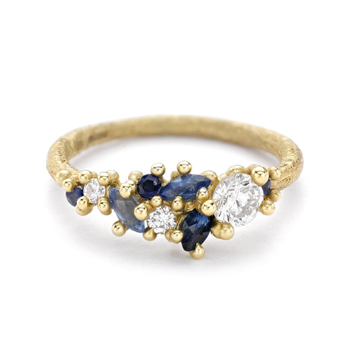 Sapphire & Diamond Tapering Cluster Ring