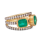 Double Emerald & Diamond Ring