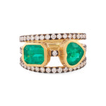 Double Emerald & Diamond Ring
