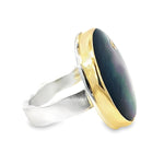 Black Mother of Pearl & Diamond Statement Ring
