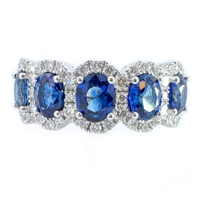 Sapphire & Diamond Halo Band