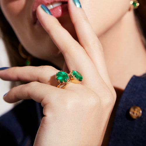 2.50ct Oval Emerald Cocktail Ring Image 2