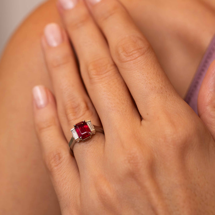 Ruby & Diamond 3-Stone Statement Ring